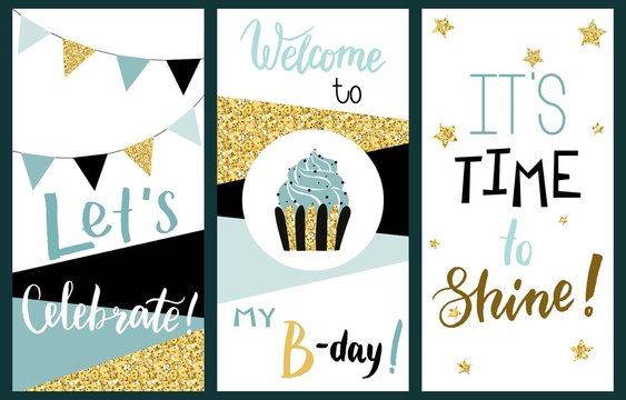 Happy Birthday Party cards set