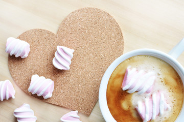 coffee with pink marshmallow