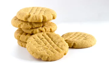 Foto op Plexiglas Homemade peanut butter cookies on white background © andrewgorbi