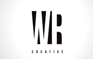 WR W R White Letter Logo Design with Black Square.