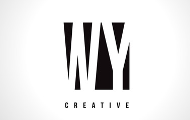 WY W Y White Letter Logo Design with Black Square.