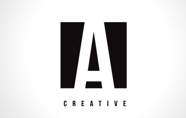 A White Letter Logo Design with Black Square.