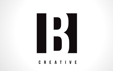 B White Letter Logo Design with Black Square.
