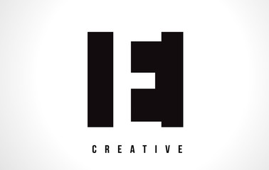 E White Letter Logo Design with Black Square.