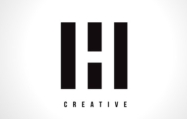 H White Letter Logo Design with Black Square.