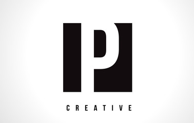 Obraz premium P White Letter Logo Design with Black Square.