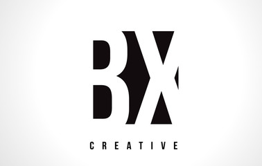 BX B X White Letter Logo Design with Black Square.