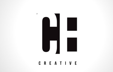 CE C E White Letter Logo Design with Black Square.