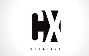 CX C X White Letter Logo Design with Black Square.