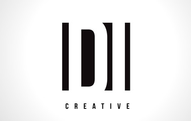DI D I White Letter Logo Design with Black Square.