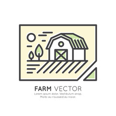 Vector Icon Style Illustration Logo of Country House, Farm Landscape, Storage Building, Isolated Minimalistic Object
