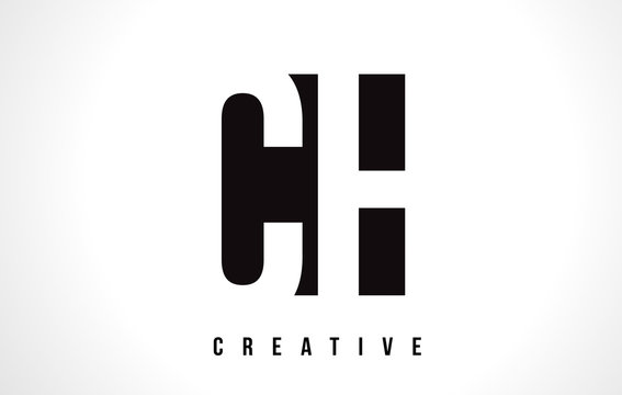 CH C H White Letter Logo Design with Black Square.