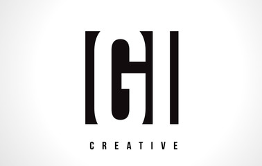 GI G I White Letter Logo Design with Black Square.