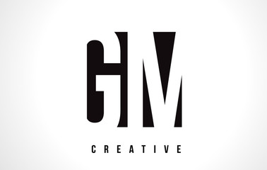 GM G M White Letter Logo Design with Black Square.