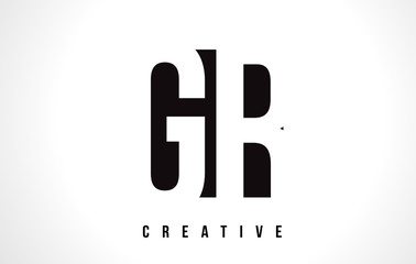 GR G R White Letter Logo Design with Black Square.