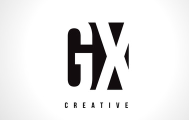 GX G X White Letter Logo Design with Black Square.