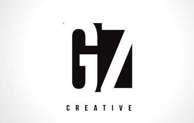 GZ G Z White Letter Logo Design with Black Square.
