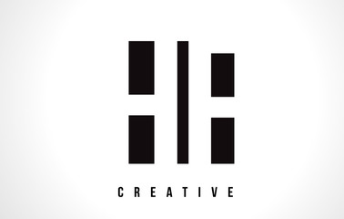 HF H F White Letter Logo Design with Black Square.