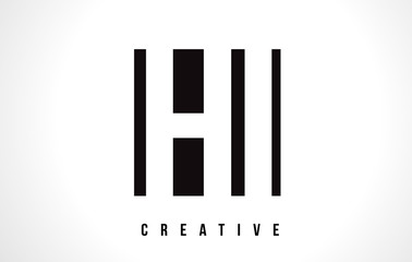 HI H I White Letter Logo Design with Black Square.