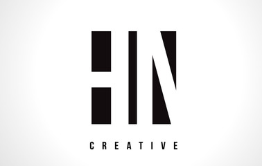 HN H N White Letter Logo Design with Black Square.