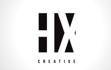 HX H X White Letter Logo Design with Black Square.