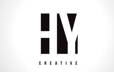HY H Y White Letter Logo Design with Black Square.