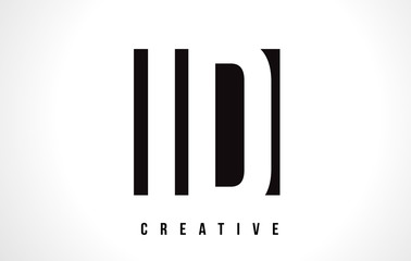 ID I D White Letter Logo Design with Black Square.