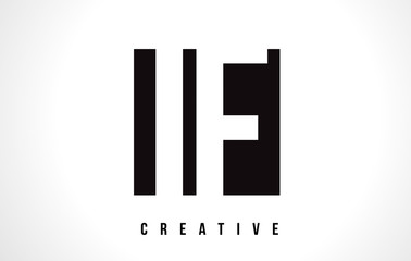 IF I F White Letter Logo Design with Black Square.