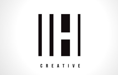 IH I H White Letter Logo Design with Black Square.