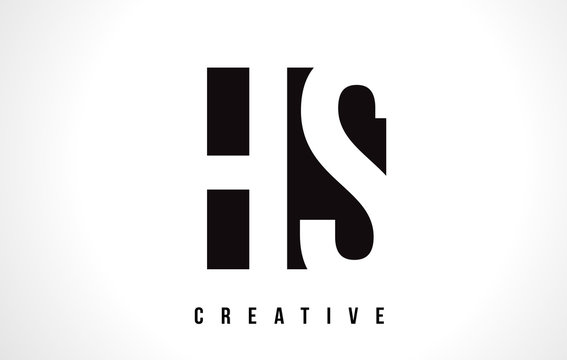 HS H S White Letter Logo Design with Black Square.