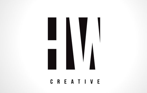 HW H W White Letter Logo Design with Black Square.