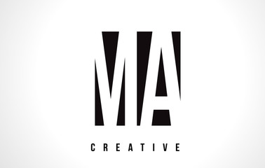 MA M A White Letter Logo Design with Black Square.