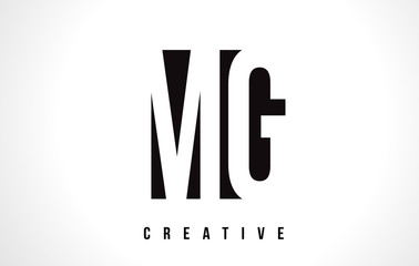 MG M G White Letter Logo Design with Black Square.