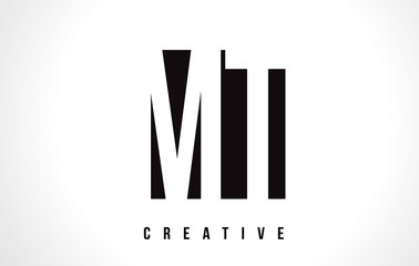 MT M T White Letter Logo Design with Black Square.