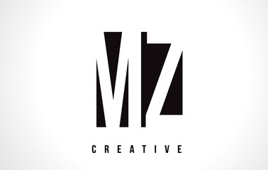 MZ M Z White Letter Logo Design with Black Square. - obrazy, fototapety, plakaty