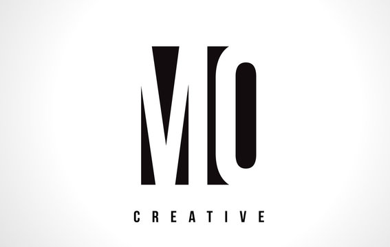 MO M O White Letter Logo Design with Black Square.