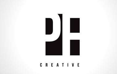 PF P F White Letter Logo Design with Black Square.
