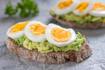 Toast with avocado and egg