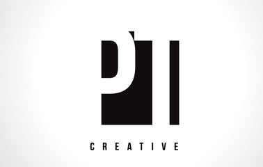 PT P T White Letter Logo Design with Black Square.