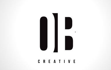 QB Q B White Letter Logo Design with Black Square.