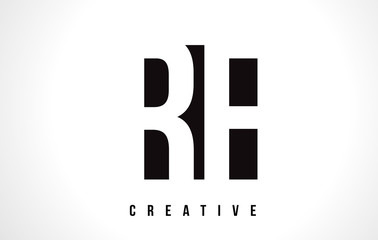 RF R F White Letter Logo Design with Black Square.