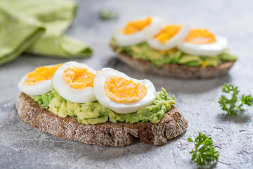Toast with avocado and egg