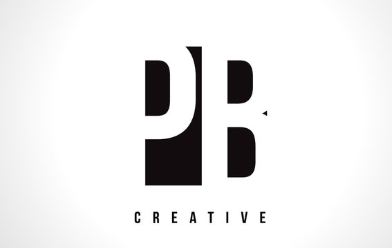 PB P B White Letter Logo Design with Black Square.