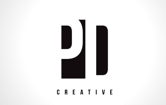 PD P D White Letter Logo Design with Black Square.