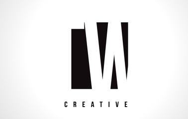 TW T W White Letter Logo Design with Black Square.