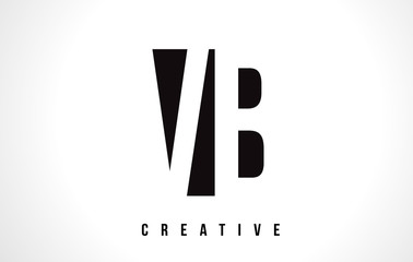 VB V B White Letter Logo Design with Black Square.