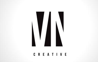 VN V N White Letter Logo Design with Black Square.