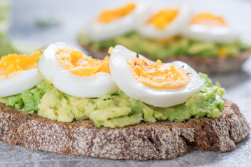 Toast with avocado and egg
