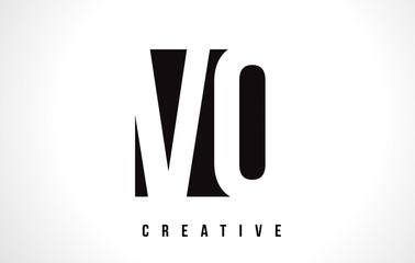 VO V O White Letter Logo Design with Black Square.