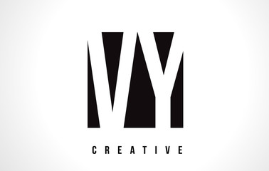 VY V Y White Letter Logo Design with Black Square.
